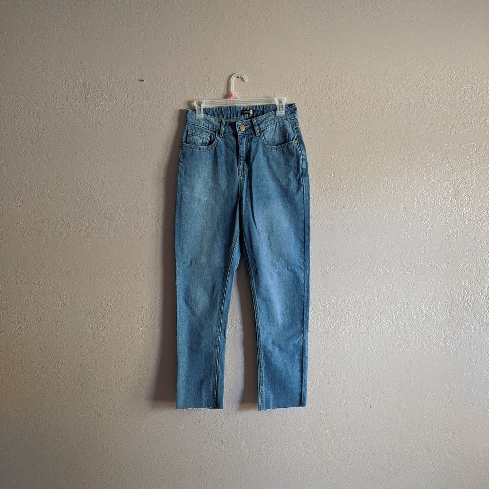 Boohoo raw hem mom jeans